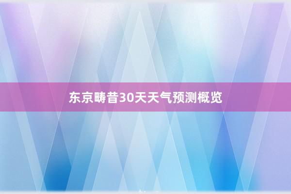 东京畴昔30天天气预测概览